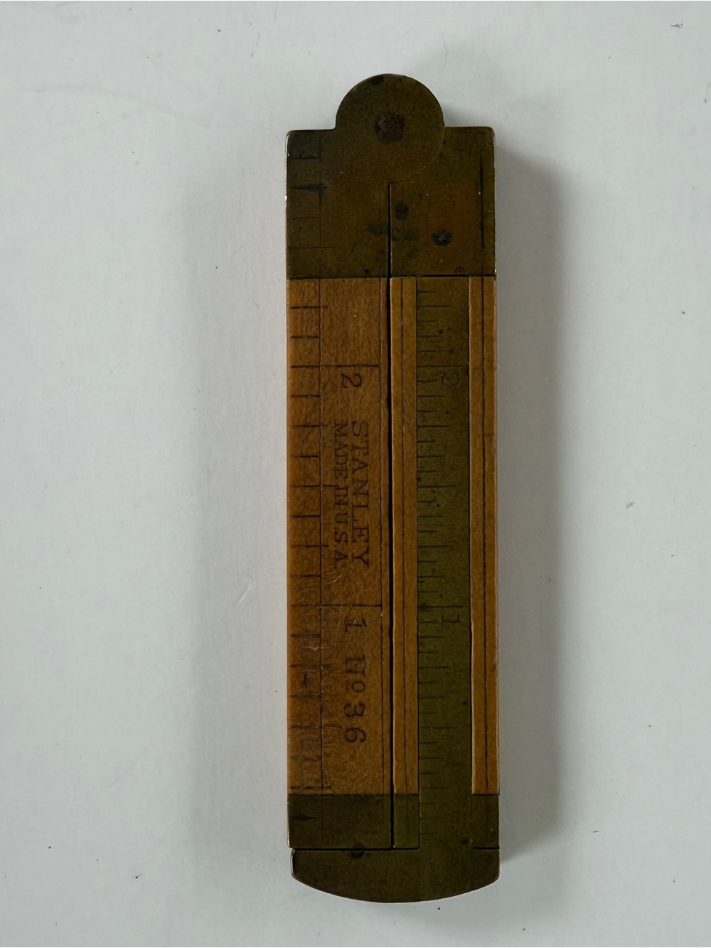 Vintage Stanley No. 36 Boxwood And Brass Folding Caliper Rule 6 Inch Pocket